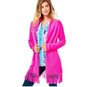 Lilly Pulitzer Tatum Cardigan Raspberry Neon Hot Pink Small
